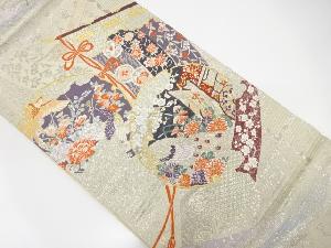 雪輪に几帳・孔雀模様織り出し袋帯